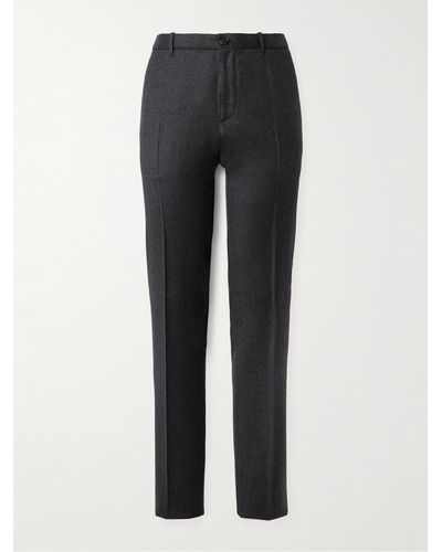 Incotex Straight-leg Brushed-wool Trousers - Black