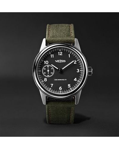 Weiss Automatic Issue 38mm Stainless Steel And Cordura Field Watch - Black