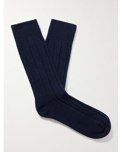 Anderson & Sheppard Socken aus Rippstrick - Blau