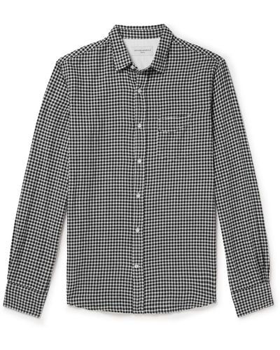 Officine Generale Checked Cotton-blend Flannel Shirt - Gray