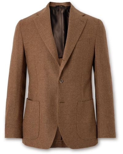 De Petrillo Slim-fit Unstructured Wool And Cashmere-blend Blazer - Brown