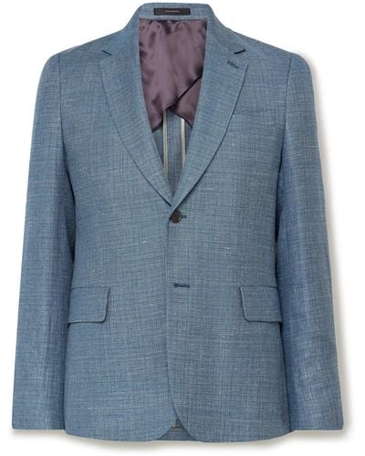 Paul Smith Slim-fit Linen And Wool-blend Blazer - Blue