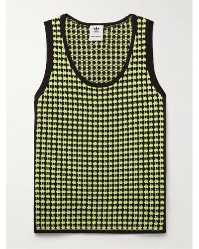 adidas Originals Wales Bonner Slim-fit Open-knit Recycled Crochet-knit Tank Top - Green