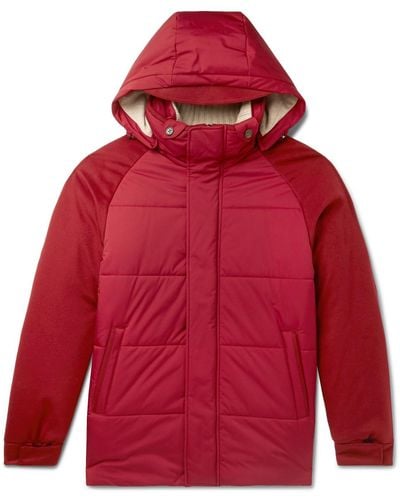 Loro Piana Storm System Quilted Baby Cashmere And Shell Hooded Jacket - Red