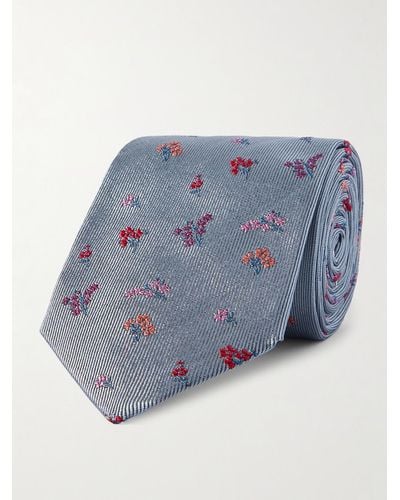Paul Smith 8.5cm Embroidered Silk-faille Tie - Blue