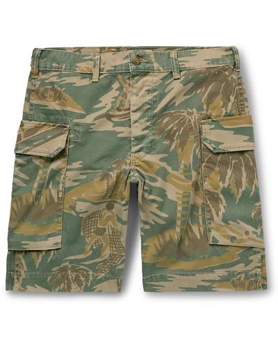 CHERRY LA Straight-leg Camouflage-print Cotton-twill Cargo Shorts - Green