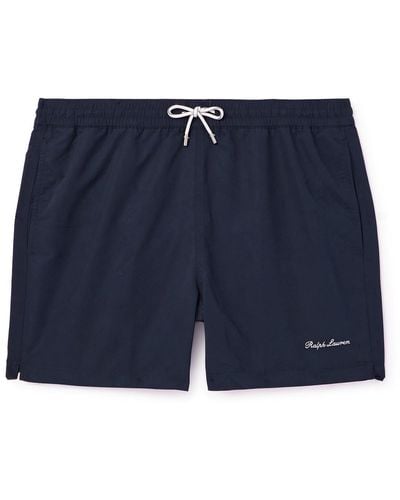 Ralph Lauren Purple Label Amalfi Straight-leg Logo-embroidered Swim Shorts - Blue
