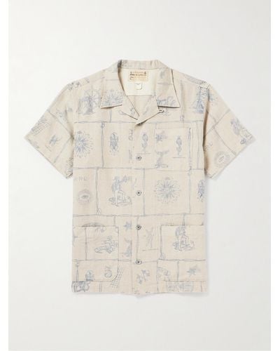 RRL Sail Convertible-collar Printed Linen Shirt - Natural