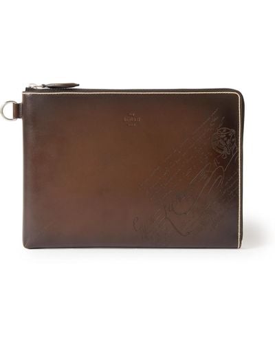 Berluti Scritto Venezia Leather Pouch - Brown