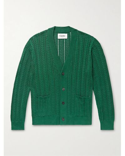 Corridor NYC Crocheted Pima Cotton Cardigan - Green