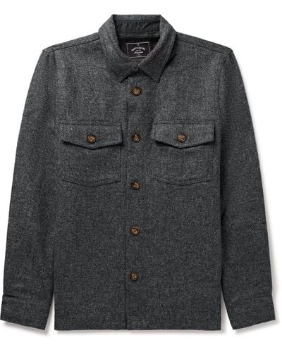 Portuguese Flannel Wool-tweed Overshirt - Black
