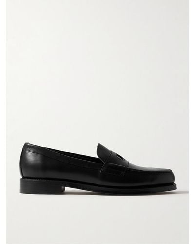 Drake's Charles Leather Penny Loafers - Black