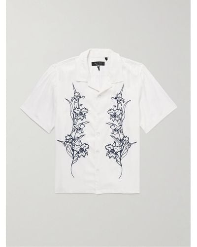 Rag & Bone Avery Resort Camp-collar Embroidered Modal-twill Shirt - White