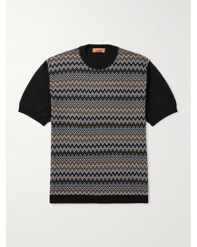 Missoni Crochet-knit Cotton T-shirt - Black