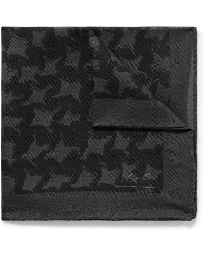 MR P. Printed Wool And Silk-blend Voile Pocket Square - Black