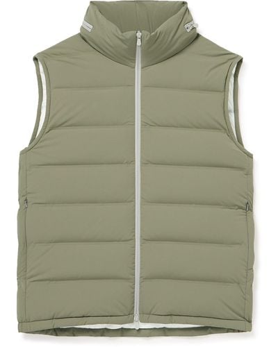 Brunello Cucinelli Quilted Shell Hooded Down Gilet - Green