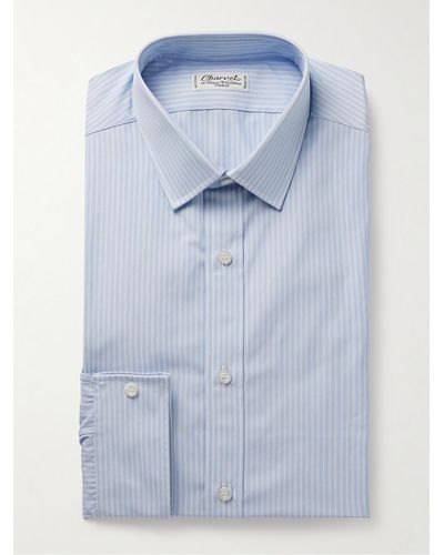 Charvet Hemd aus gestreifter Baumwollpopeline - Blau
