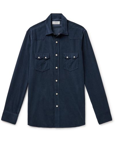 Lardini Slim-fit Cotton-corduroy Western Overshirt - Blue