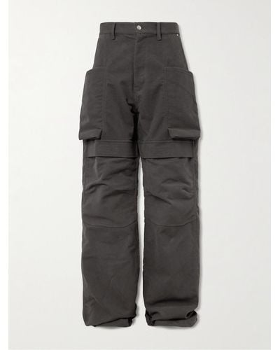 Rick Owens Stefan Wide-leg Brushed Cotton-drill Cargo Trousers - Grey