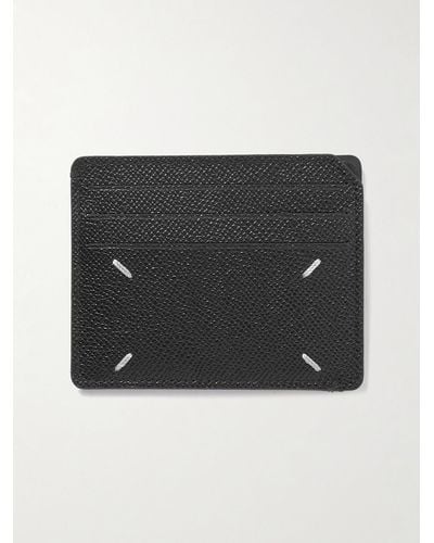 Maison Margiela Logo-embroidered Full-grain Leather Cardholder - Black