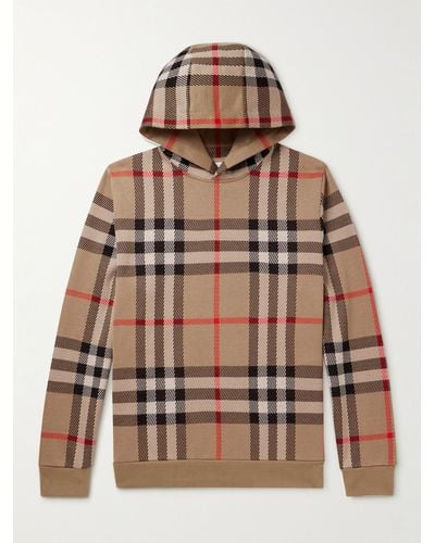 Burberry Check Cotton Hoodie - Brown