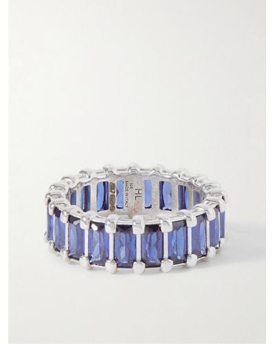 Hatton Labs Baguette Eternity Silver Cubic Zirconia Ring - Blue