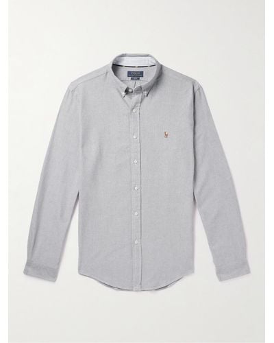 Polo Ralph Lauren Schmal geschnittenes Hemd aus Baumwoll-Oxford mit Button-Down-Kragen - Grau