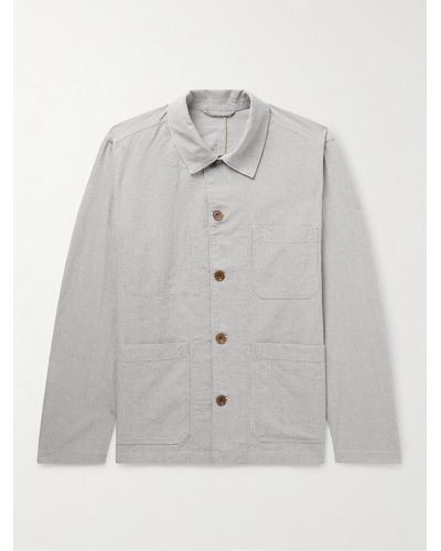 Hartford Jamison Striped Cotton And Linen-blend Overshirt - Grey