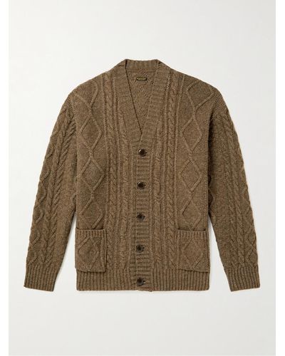 Kapital Intarsia Cable-knit Wool-blend Cardigan - Green