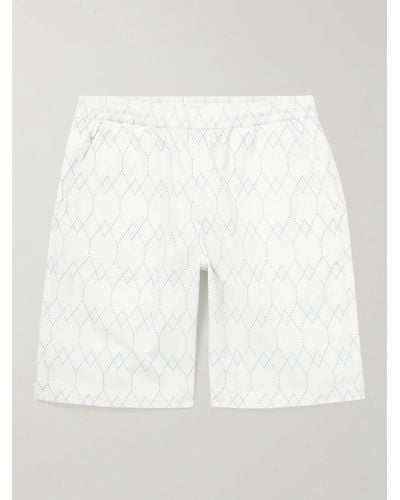 Universal Works Straight-leg Long-length Logo-embroidered Cotton-twill Shorts - White