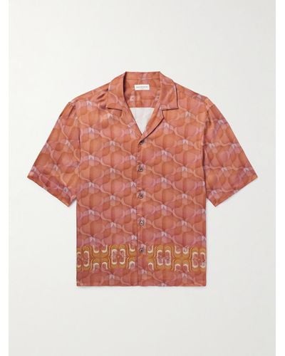 Dries Van Noten Cassi Hemd aus bedrucktem Satin mit Reverskragen - Pink