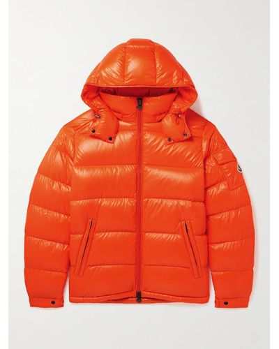 Moncler Maya Logo-appliquéd Quilted Shell Hooded Down Jacket - Orange
