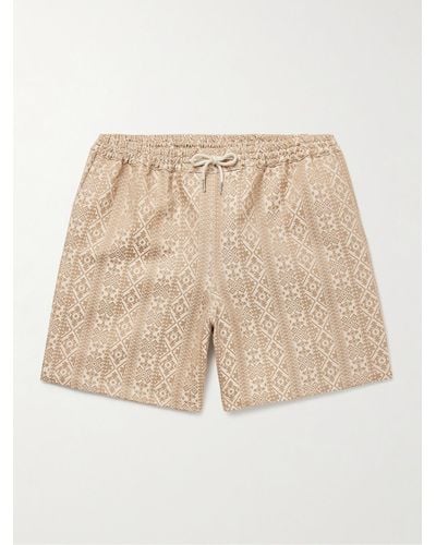 A Kind Of Guise Volta Straight-leg Linen And Cotton-blend Jacquard Drawstring Shorts - Natural