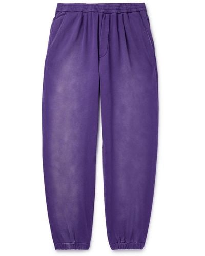 Barena Tapered Garment-dyed Cotton-jersey Sweatpants - Purple