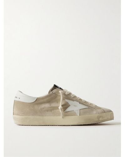 Golden Goose Sneakers in camoscio con finiture in pelle effetto consumato Super-Star - Neutro