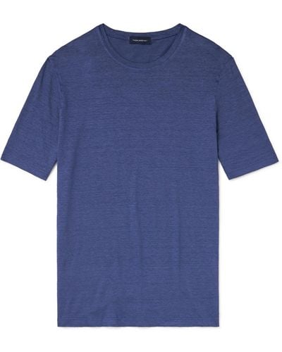 Thom Sweeney Stretch-linen Jersey T-shirt - Blue