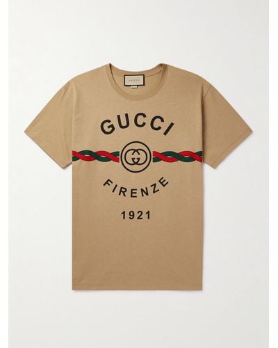 Gucci Logo-print Regular-fit Cotton-jersey T-shirt - Natural