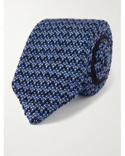 Missoni 8.5cm Crochet-knit Wool And Silk-blend Tie - Blue