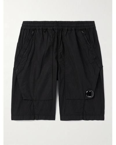 C.P. Company Straight-leg Logo-appliquéd Cotton-ripstop Shorts - Black