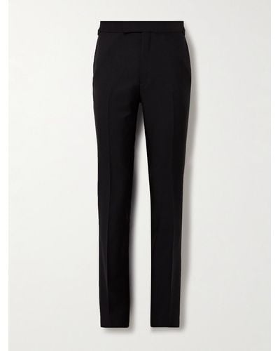 Kingsman Argylle Slim-fit Tapered Wool And Mohair-blend Tuxedo Pants - Black