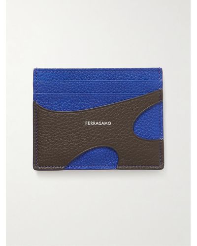 Ferragamo Logo-print Cutout Full-grain Leather Cardholder - Blue