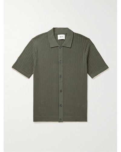 NN07 Nalo 6561 Hemd aus Baumwolle mit Fischgratmuster - Grün