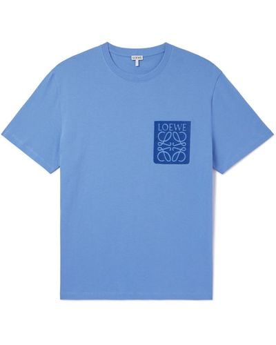 Loewe Anagram Logo-embroidered Cotton-jersey T-shirt - Blue