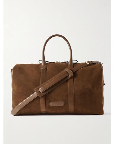 Tom Ford Leather-trimmed Suede Duffle Bag - Brown