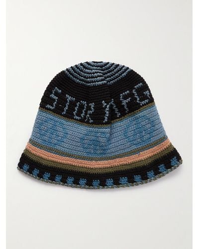 STORY mfg. Crocheted Organic Cotton Bucket Hat - Blue