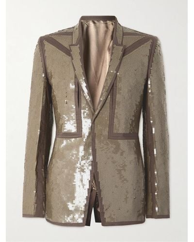 Rick Owens Fogpocket Neue Alice Sequined Cotton-gauze Suit Jacket - Natural