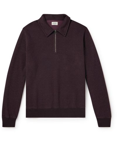 Hartford Cotton-blend Jersey Half-zip Sweater - Purple