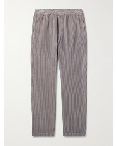 Barena Bativoga Straight-leg Garment-dyed Cotton-corduroy Trousers - Grey