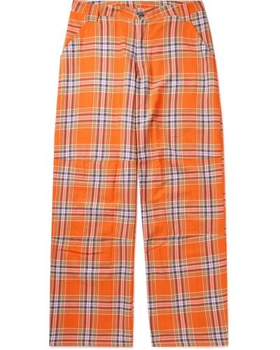 Collina Strada Clover Checked Cotton-flannel Pants - Orange