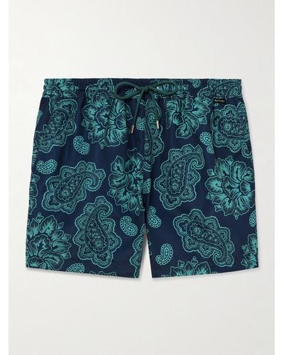 Paul Smith Straight-leg Mid-length Paisley-print Recycled Swim Shorts - Blue